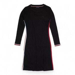 Tommy Hilfiger Side Stripe Honeycomb Knit Dress with Hidden Magnetic Closures S